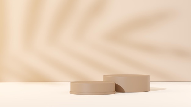 3D-rendering af eksotisk stensokkel med bladskygge i hudfarve til fremvisning af naturlige, økologiske produkter