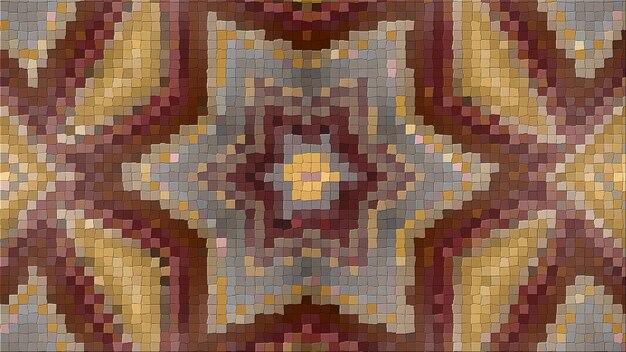 3D-rendering af et abstrakt billede fra en mosaik. Lys komposition af symmetriske mønstre