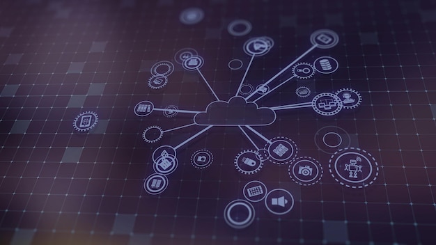3D-rendering af konceptet cloudcomputing og serverdatabehandling