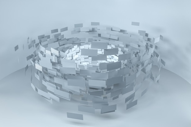 3D-rendering af kreativ baggrund med flydende firkantet papir