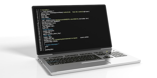 3D-rendering av kod på laptops skärm