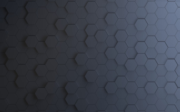 3D Rendering Black Hexagon Abstract Background