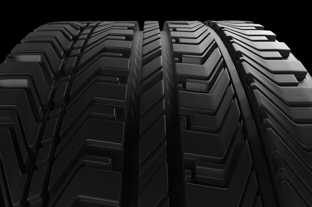 3d rendering black tire texture or tread pattern background