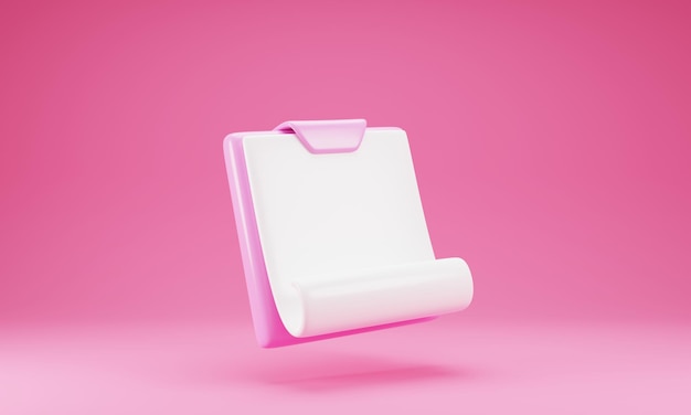 3d rendering clipboard icon isolated on pink background