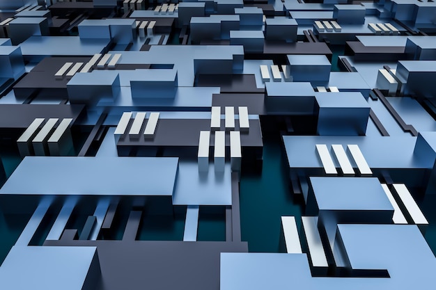 3d rendering cubes board structure circuit background
