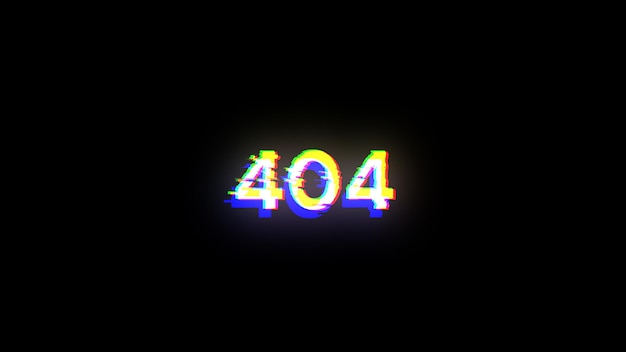 3d rendering error 404 text with screen effects of technological glitches