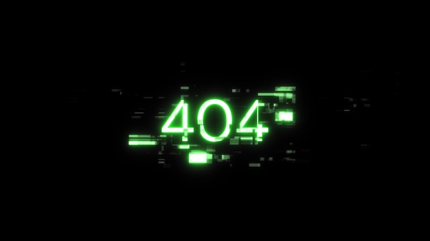 3d rendering error 404 text with screen effects of technological glitches