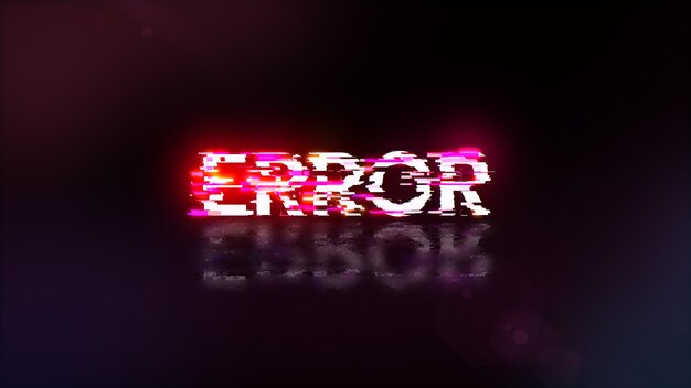 3D rendering error text with screen effects of technological glitches