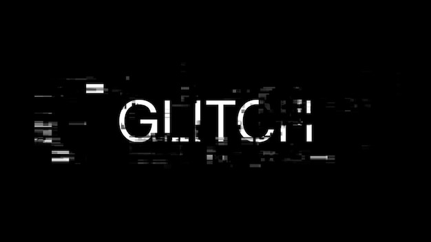 3d rendering glitch text with screen effects of technological glitches