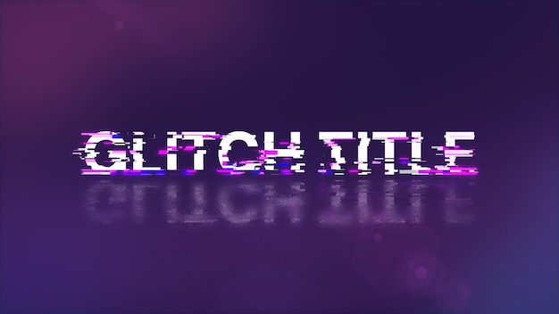 3D rendering glitch title text with screen effects of technological glitches