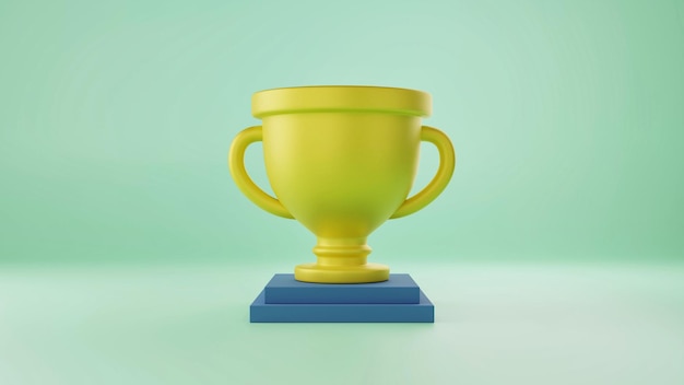 3D Rendering Golden Award Trophy Cup 3D render illustration