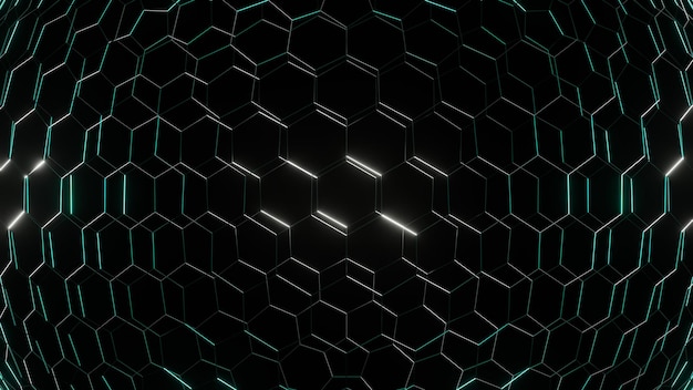 3d rendering hexagonal background depth of field effect futuristic cellular