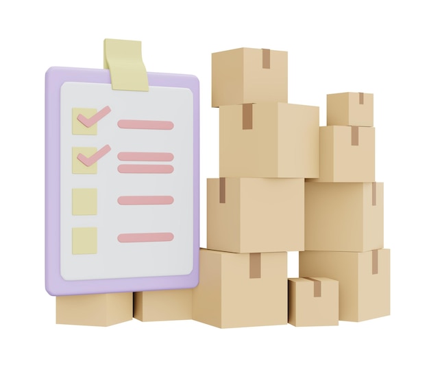 3D Rendering icons of delivery business concept of shipping fast and secured isolated on white background 3D Render illustration cartoon style