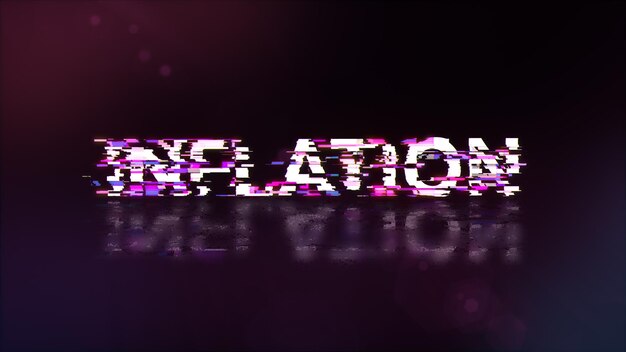 3d rendering inflation text with screen effects of technological glitches