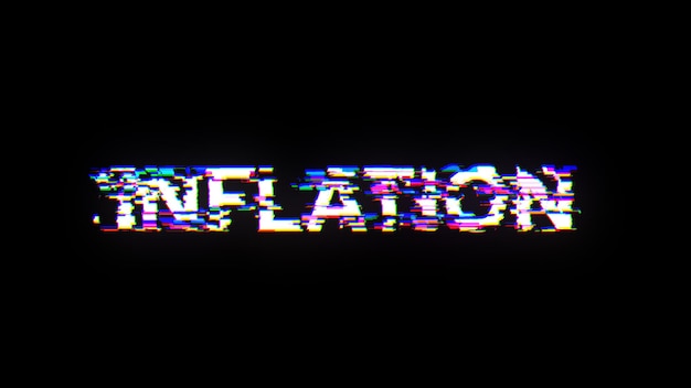 3D rendering inflation text with screen effects of technological glitches