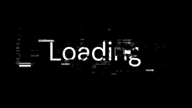 3d rendering loading text with screen effects of technological glitches