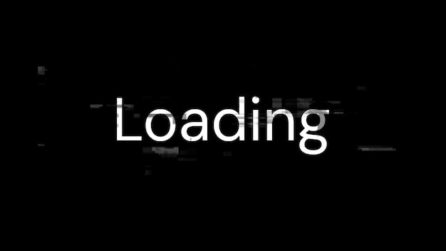 3d rendering loading text with screen effects of technological glitches