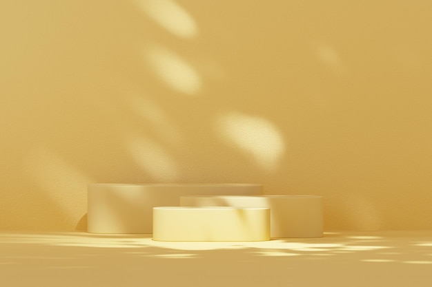 3D rendering Mock up geometric shape podium for product design minimal display shadow overlay
