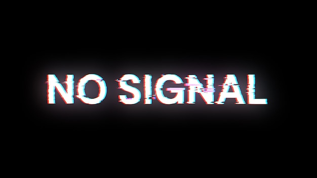 3d rendering no signal text with screen effects of technological glitches