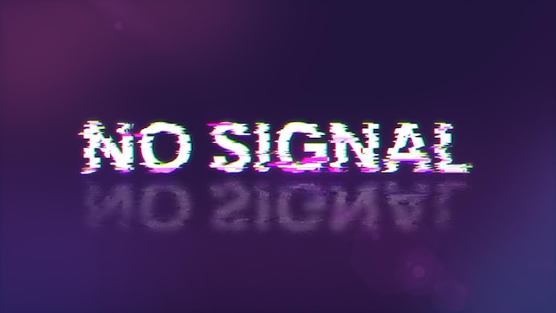 3d rendering no signal text with screen effects of technological glitches