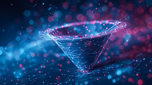 3d rendering of abstract polygonal space low poly dark background with connecting dots and lines Con