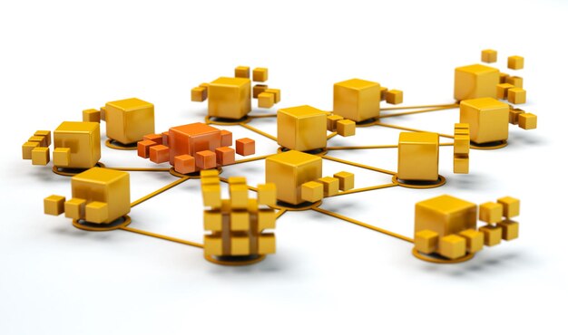 3d rendering of an abstract image suggesting a computer network