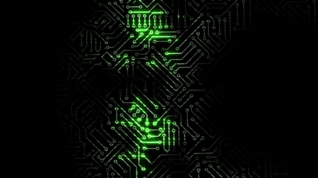 3D rendering of an electrical pulse passing through the circuits of a microcircuit