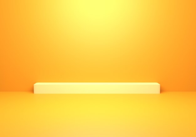 3d rendering of empty yellow orange abstract minimal concept background
