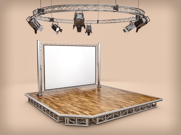 3d Rendering of stand with lighting. Clipping path included.