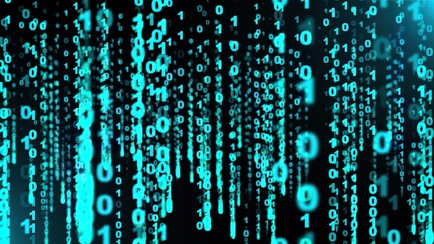 3d rendering of web background with matrix data Programming code with numbers running through the computer screen computer generated