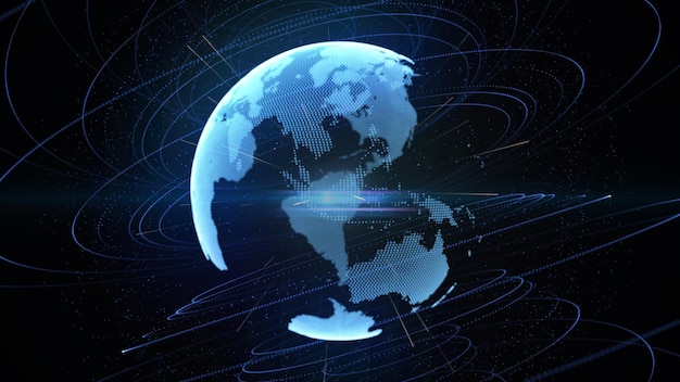 3d rendering Planet earth and connections