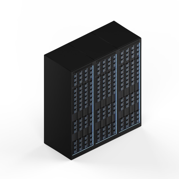 3d rendering server computer on white background