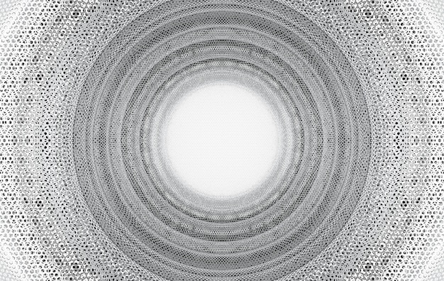 3d rendering. silver mesh in Circular tunnel design art background.