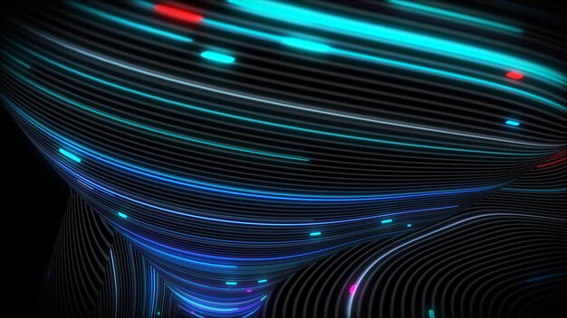 3d rendering spiral bright vortex flows of light on a surface with lines. colorful decorative backgrounds for presentations, holidays, filming. cover design template, business flyer layout, wallpaper