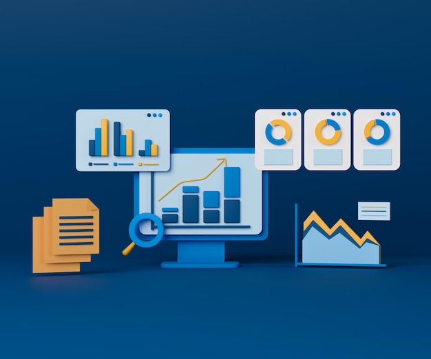3d rendering statistics analysis software or application on computer