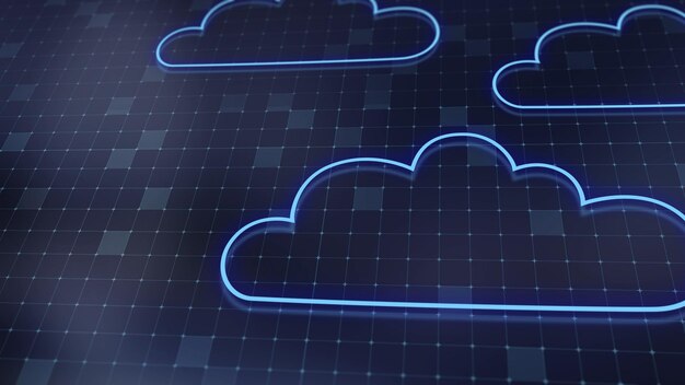 3d rendering the concept of cloud technologies and server data processing