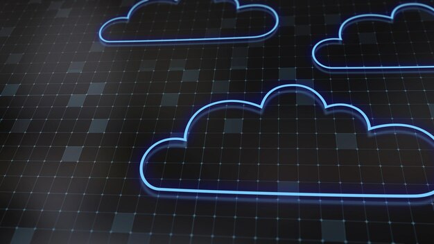 3d rendering the concept of cloud technologies and server data processing