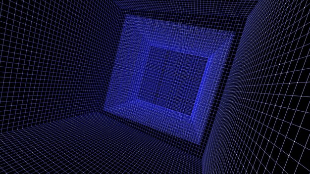 3d rendering wifram cube luminous box