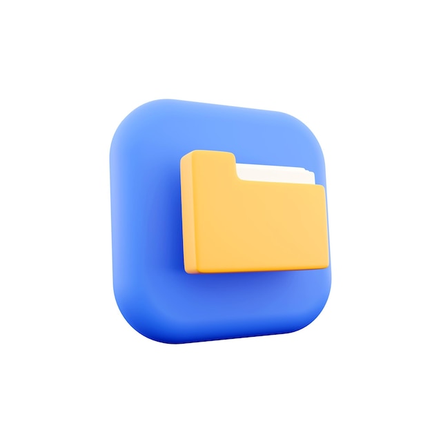 3d rener Yellow portfolio folder 3d icon Information plastic file with documentation Closed working
