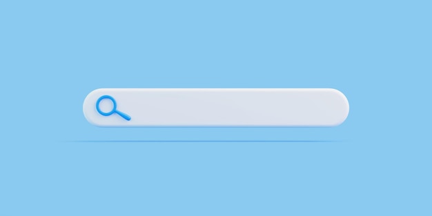 3D search bar with magnifying glass icon