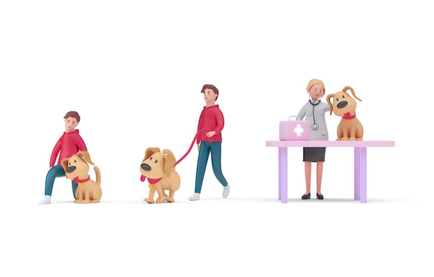 3D Set Pet 3D Illustration