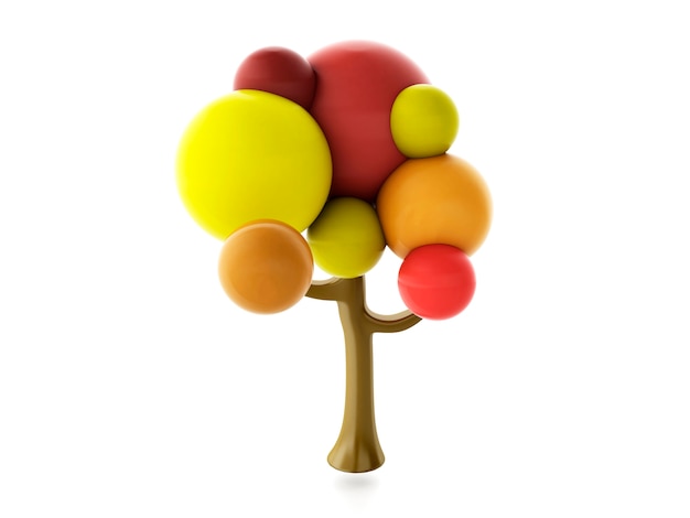 3d tree on white background