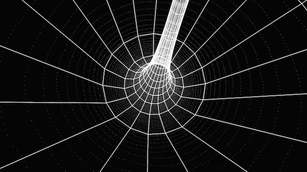 3d tunnel with wireframe background that is abstract for a vector presentation internet network technology wormhole or tunnel 3d view of the future background texture for mesh