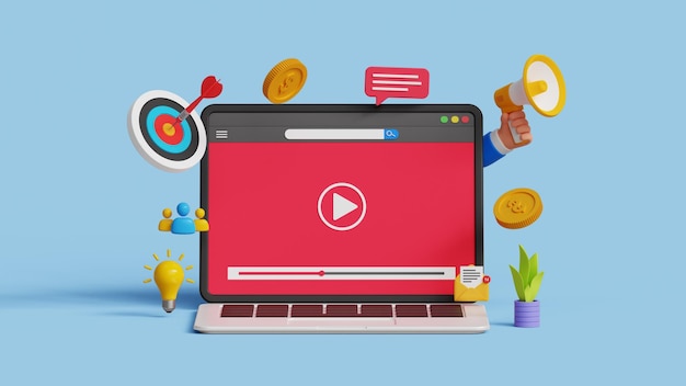 3D video marketing live stream or social media advertising