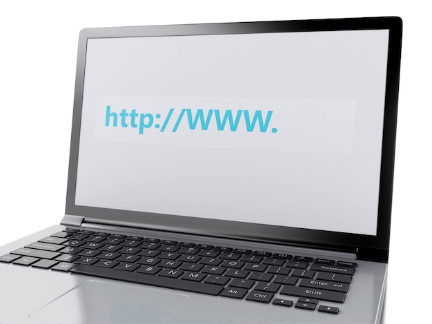 3d web search on laptop. Internet concept
