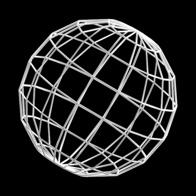 3d wireframe outline polygon spherical shape