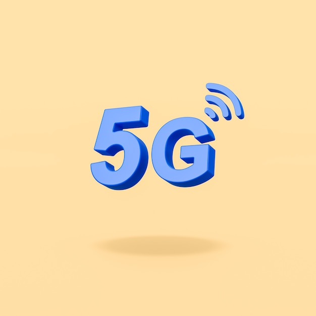 5G 3D Text on Yellow Background