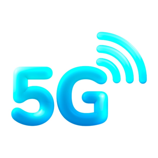 5G icon png sticker 3D neon glow transparent background