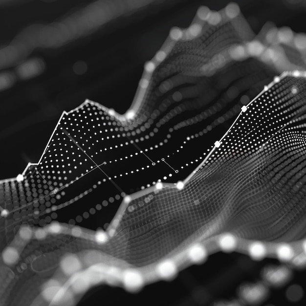a black and white image of a web design with dots and lines