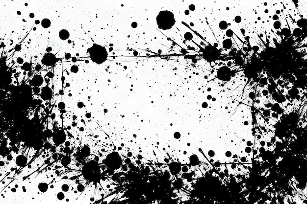 a black and white photo of a splatter of paint with a white background